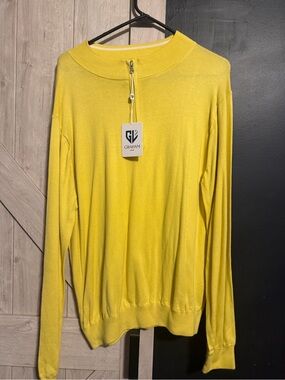 Graham Men’s Yellow Zip-Front Cardigan XL Sweater